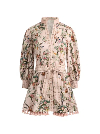 Alice And Olivia Lucy Mini Shirt Dress Sunset Grove English Rose In Multi