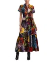 Alice And Olivia Lucy Roll Sleeve Midi Dress In Multi