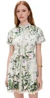 Alice And Olivia Lucy Rolled Sleeve Mini Shirt Dress Ivy Romance In Multi