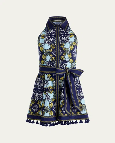 Alice And Olivia Lucy Halter Neck Mini Shirt Dress In Multi