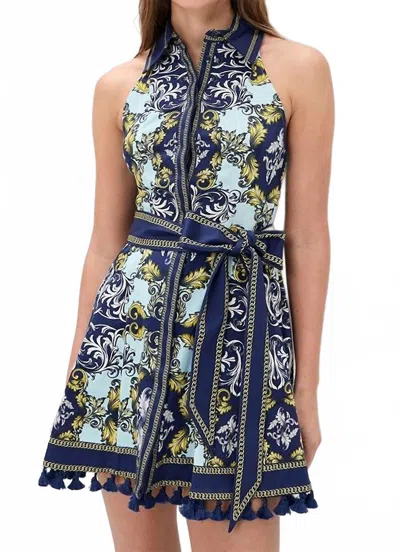 Alice And Olivia Lucy Sleeveless Mini Shirt Dress In Antique Scroll In Multi