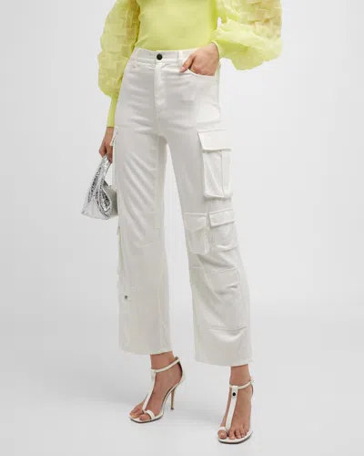 Alice And Olivia Luis Straight-leg Cargo Pants In White