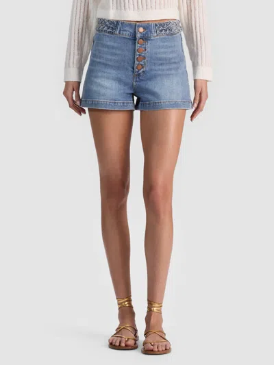 Alice And Olivia Lula Denim Short In Blue