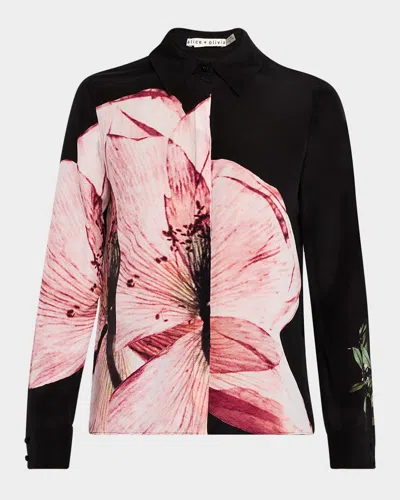 Alice And Olivia Willa Placket Top In Pink