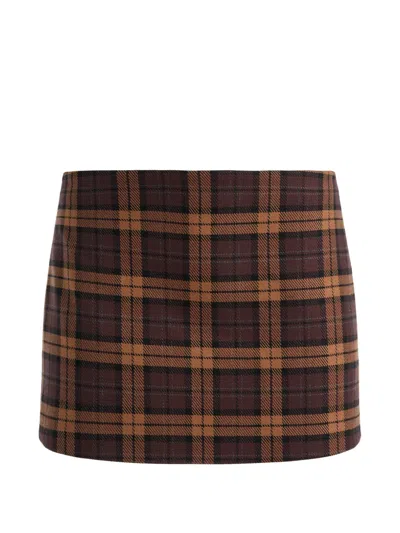 Alice And Olivia Mace Checked Skort In Brown