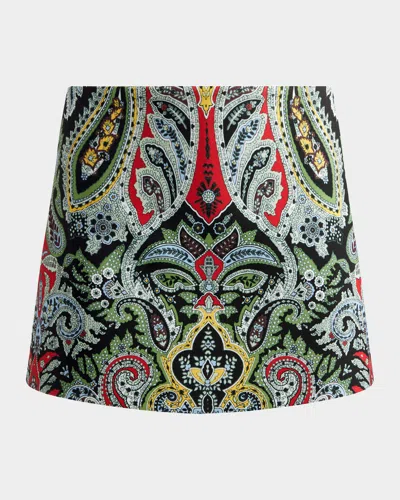 Alice And Olivia Mace Paisley Highrise Mini Skort In Multi