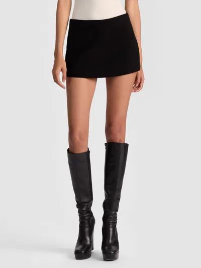 Alice And Olivia Mace Suede Mini Skort In Black