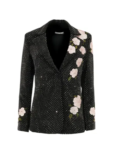 Alice And Olivia Macey Embroidered Blazer In Black