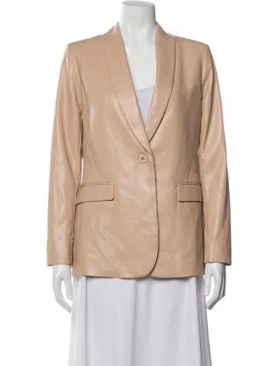 Pre-owned Alice And Olivia Macey Faux Leather Blazer In Neutrals