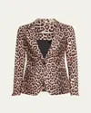 Alice And Olivia Macey Leopard Fitted Blazer In Catwalk