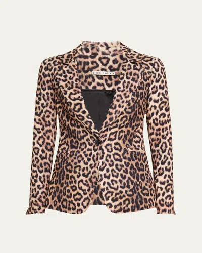 Alice And Olivia Macey Leopard Fitted Blazer In Catwalk
