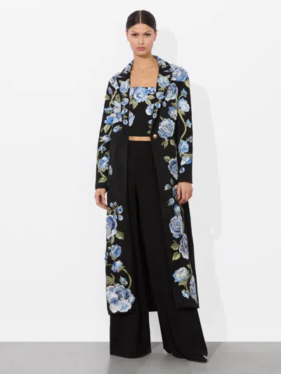 Alice And Olivia Macey Long Blazer In Black Multi