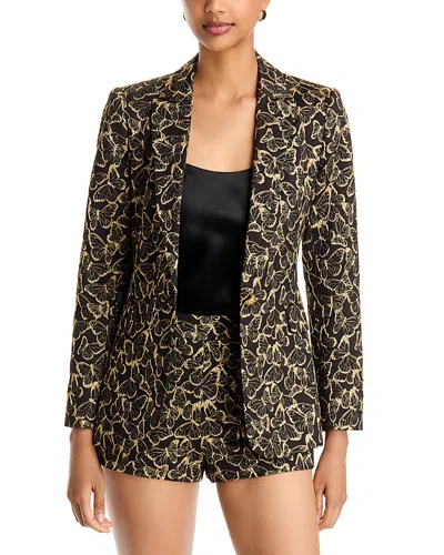 Alice + Olivia Alice And Olivia Macey Metallic Jacquard Single Button Blazer In Gold