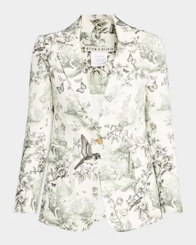 Alice And Olivia Macey Notch-collar Blazer In White