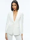 Alice And Olivia Breann Long Fitted Blazer In Off White