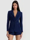 Alice And Olivia Macey Suede Fitted Blazer In Purple