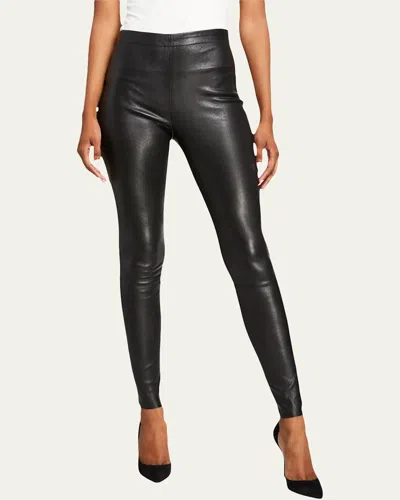 Alice And Olivia Maddox Leather High-waist Side Zip Leggings In Black