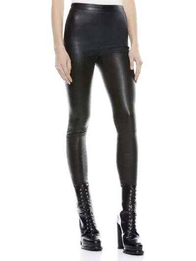 Alice And Olivia Maddox Side Zip Leather Legging In Black