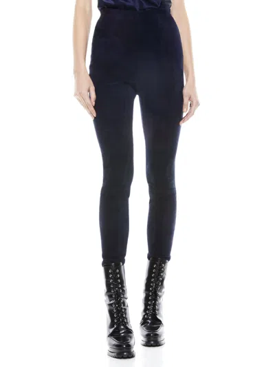Alice And Olivia Maddox Side Zip Suede Legging In Navy