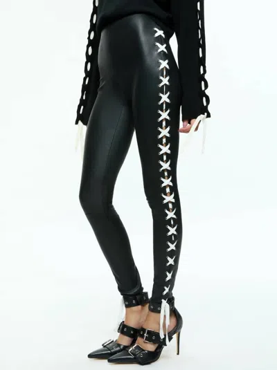 Alice And Olivia Maddox Vegan Leggings In Black