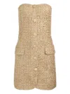 Alice And Olivia Madison Strapless Button-down Mini Dress In Brown