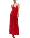Alice And Olivia Mae Halter Tiered Maxi Dress In Red