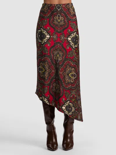 Alice And Olivia Maeve Asymmetrical Slip Skirt In Red