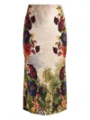 Alice And Olivia Maeve Floral-print Satin Midi Skirt In Neutral