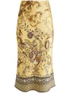 Alice And Olivia Maeve Midi Slip Skirt With Slit In Yellow