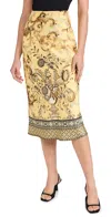 Alice And Olivia Maeve Midi Slip Skirt With Slit In Lisboa Lemon Meringue