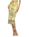 Alice And Olivia Maeve Midi Slip Skirt With Slit In Lisboa Lemon Meringue