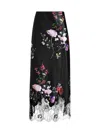 Alice And Olivia Maeve Midi Slip Skirt With Lace Trim In Floral Dreams
