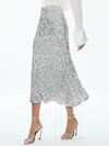 Alice And Olivia Maeve Sequin Kick Flare Slip Skirt In Champagne/silver