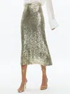 Alice And Olivia Maeve Sequin Kick Flare Slip Skirt In Pale Gold