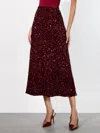 Alice And Olivia Sequin-embellished Flared Skirt In Garnet