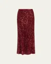 Alice And Olivia Sequin-embellished Flared Skirt In Garnet