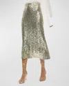 Alice And Olivia Maeve Sequin Kick Flare Slip Skirt In Pale Gold