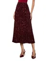 Alice And Olivia Sequin-embellished Flared Skirt In Garnet