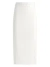 Alice And Olivia Maeve Back Slit Faux Leather Midi Skirt In White