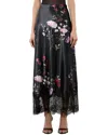 Alice And Olivia Maeve Midi Slip Skirt With Lace Trim In Multi