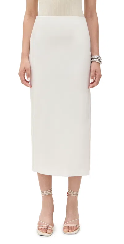 Alice And Olivia Maeve Slip Skirt With Slit Off White