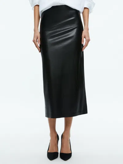 Alice And Olivia Maeve Vegan Midi Skirt In Black