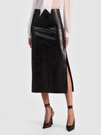 Alice And Olivia Maeve Vegan Midi Skirt In Black