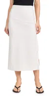 Alice And Olivia Maeve Back Slit Faux Leather Midi Skirt In Off White