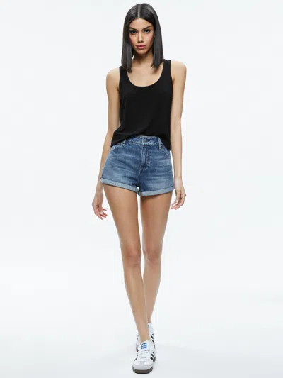 Alice And Olivia Maggie Mid Rise Vintage Shorts In Rockstar Blue