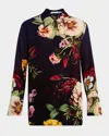 Alice And Olivia Magic Garden Gradient Finely Oversized Long-sleeve Shirt In Multi