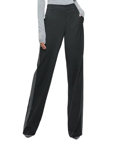 Alice And Olivia Mal Low Rise Straight Leg Pants In Charcoal Grey