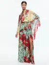 Alice And Olivia Malinda Chiffon-paneled Floral-print Twill Maxi Dress In Oakley