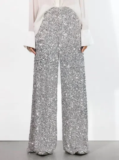 Alice And Olivia Mame Sequin Pant In Silver