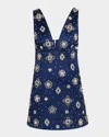 Alice And Olivia Mandy Embellished Mini Dress In Blue